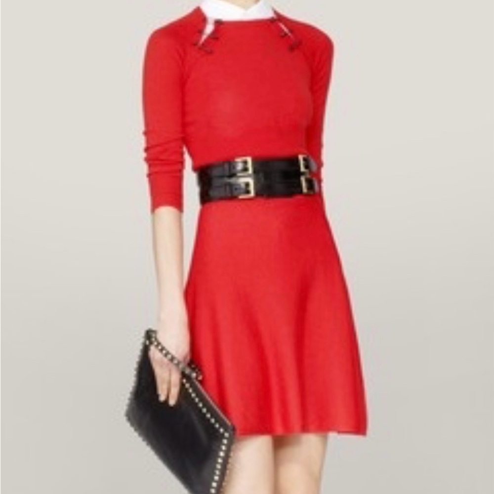 Chic Red Dress with Black Belt
